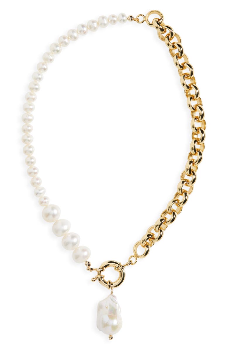 Éliou Caxias Freshwater Pearl & Chain Necklace, Main, color, 