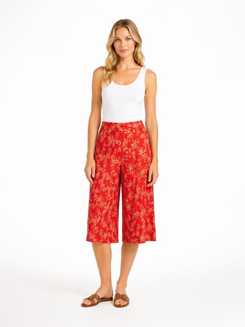 High-Waist Printed Culotte Trousers