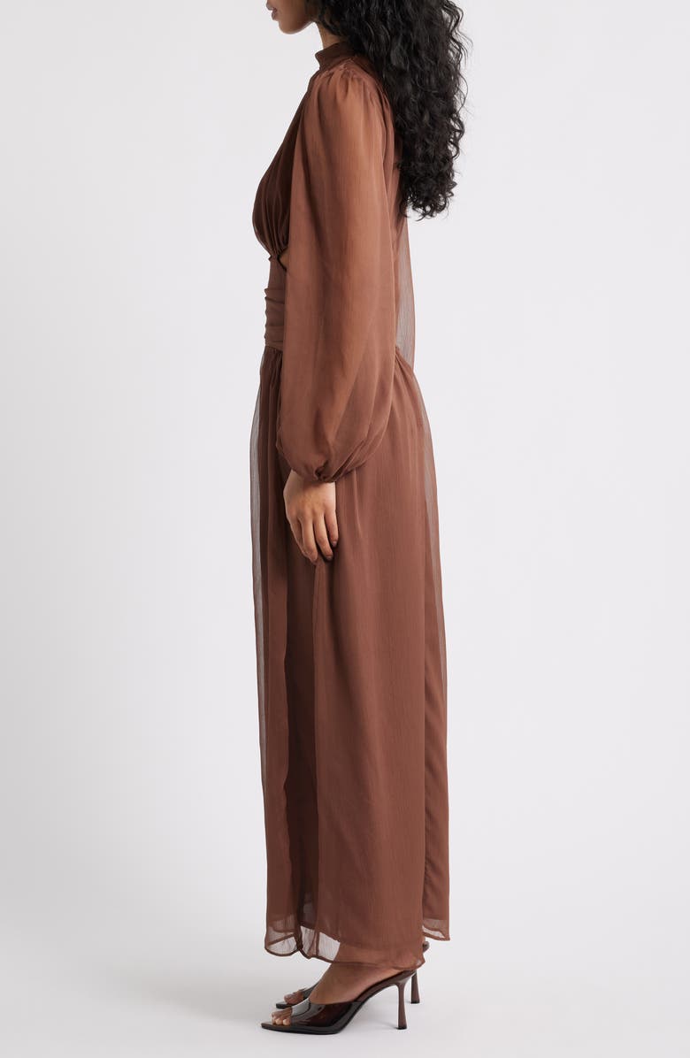 Petal & Pup Neveah Long Sleeve Maxi Dress, Alternate, color, Chocolate