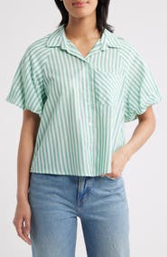 beachlunchlounge Biance Bubble Sleeve Button-Up Top