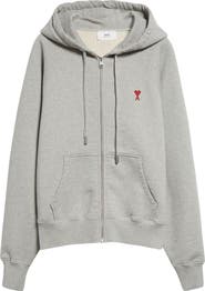 AMI PARIS Ami de Coeur Logo Embroidered Zip Hoodie