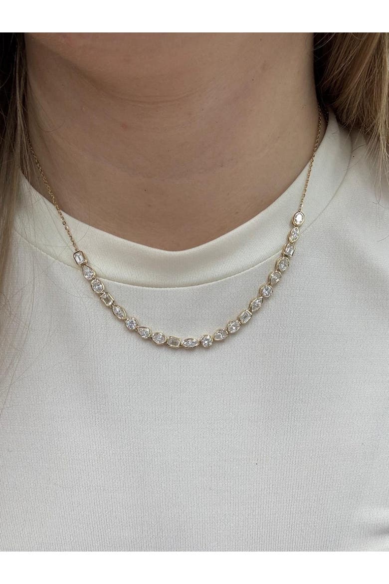 Multi Shape Half Bezel Tennis Lab Diamond in 14K, Alternate, color, Yellow Gold