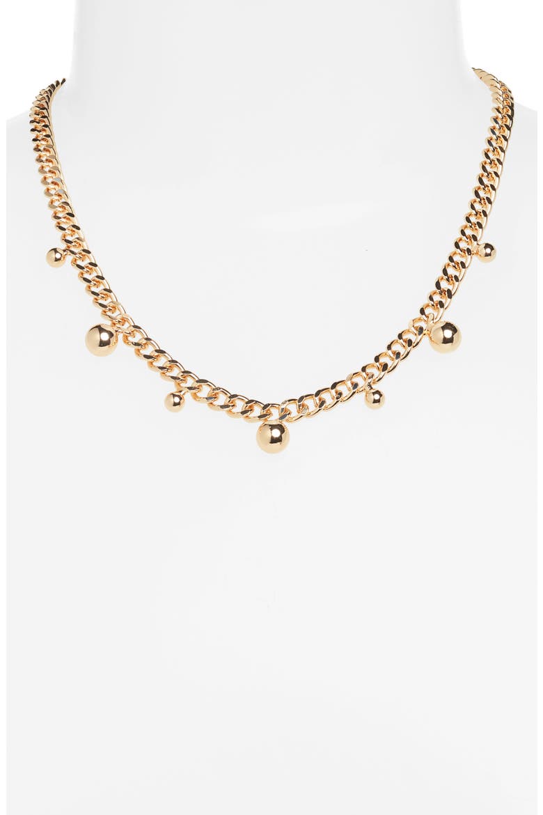 Orb Drop Curb Chain Necklace, Alternate, color, GOLD