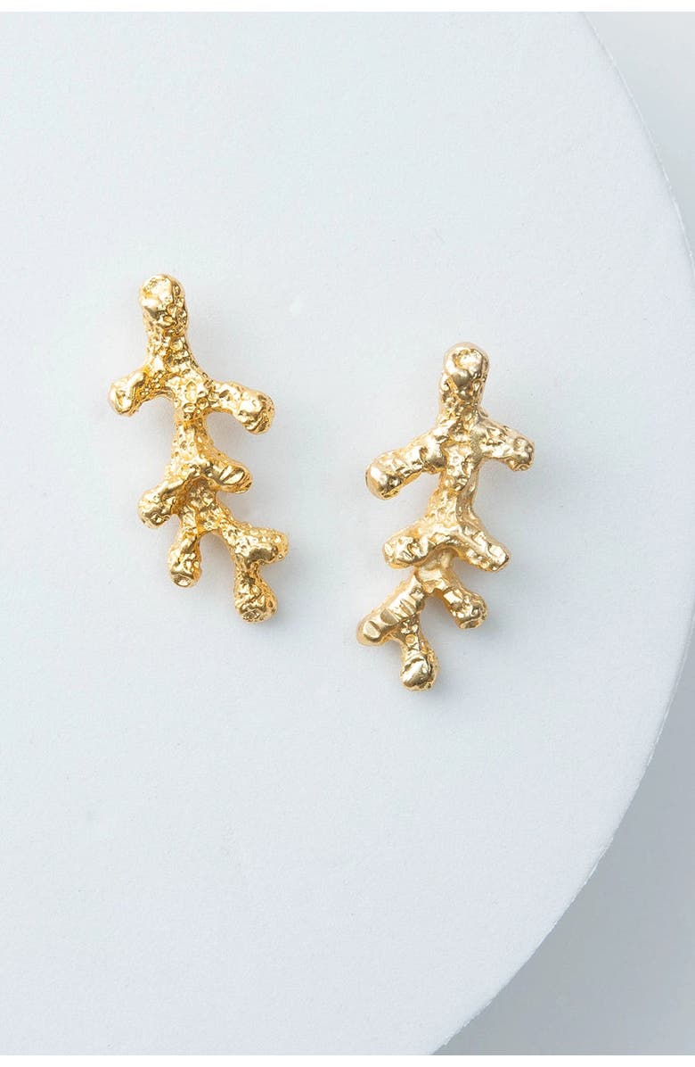 Noonday Casted Coral Earrings, Main, color, Gold