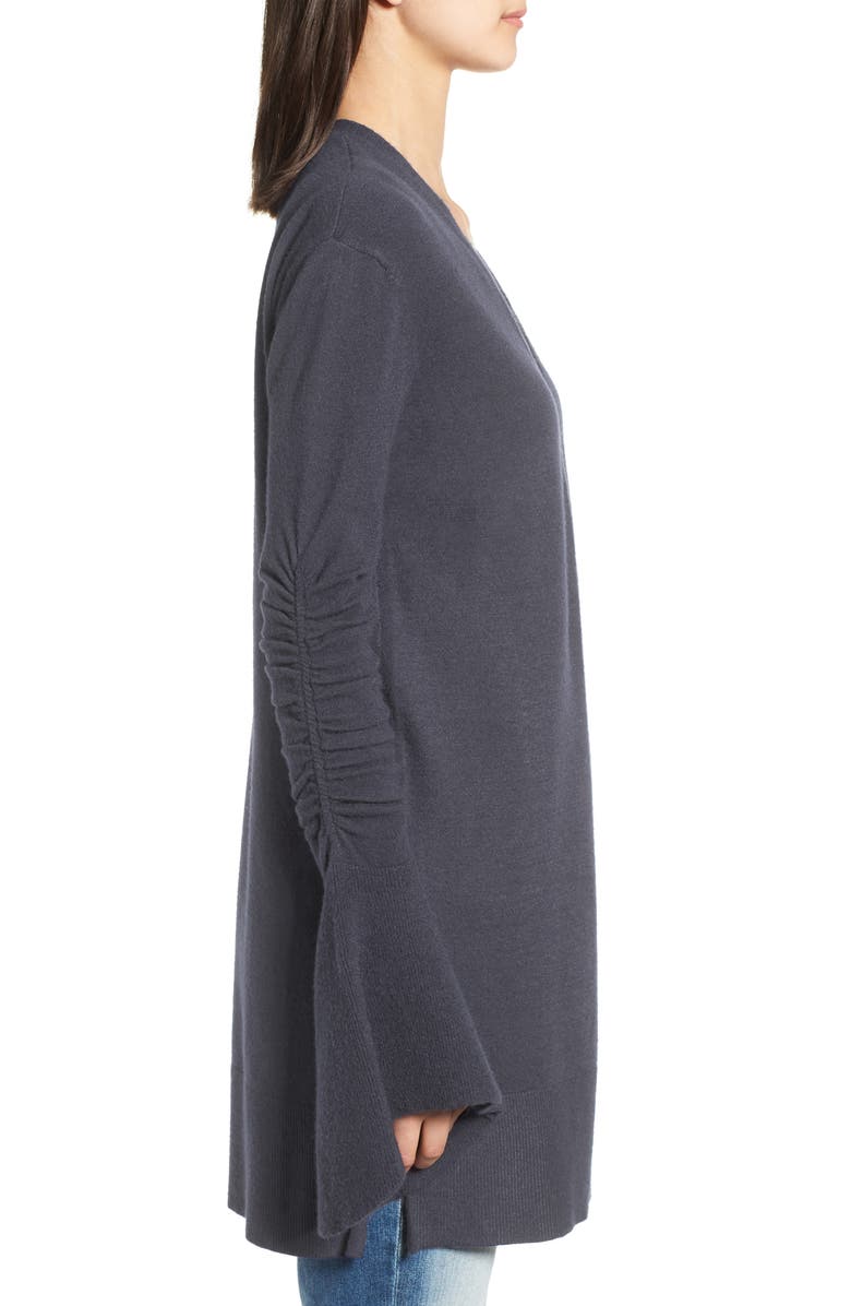 Hinge Ruched Bell Sleeve Cardigan, Alternate, color,