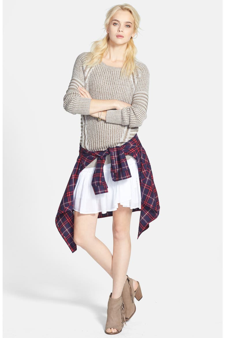 Plaid Cotton Flannel Shirt, Alternate, color, NAVY COMBO