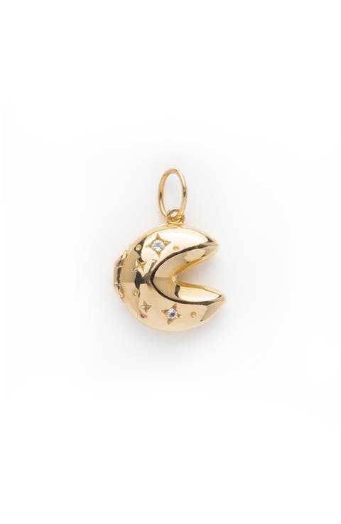 Solid 9K Gold Fortune Cookie Locket Charm