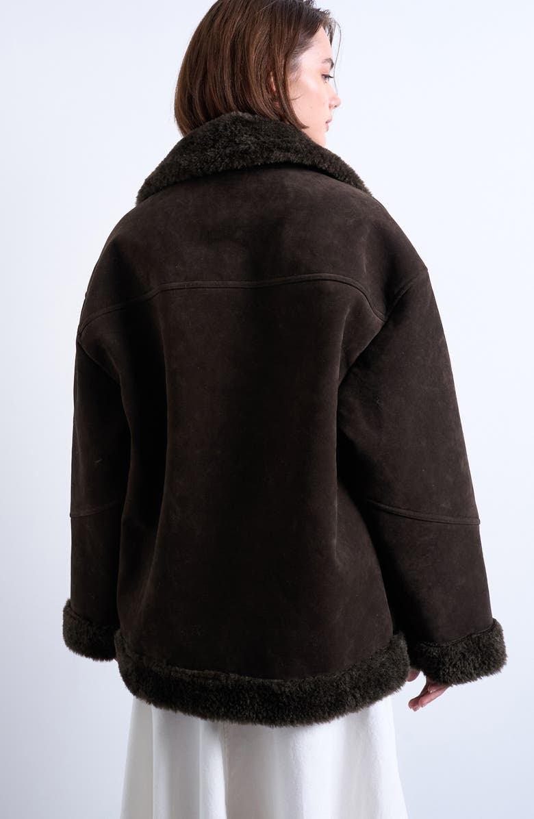 Topshop Faux Fur Oversize Jacket, Alternate, color, Brown