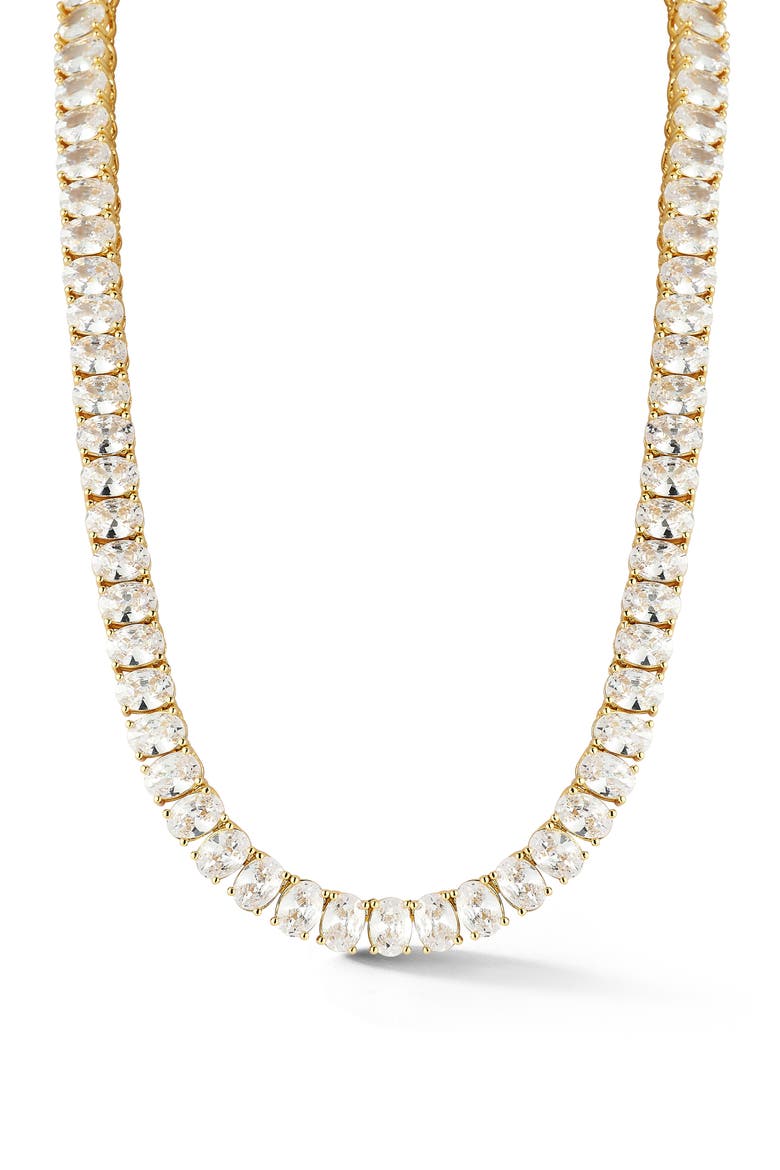 Cubic Zirconia Tennis Necklace, Main, color, GOLD