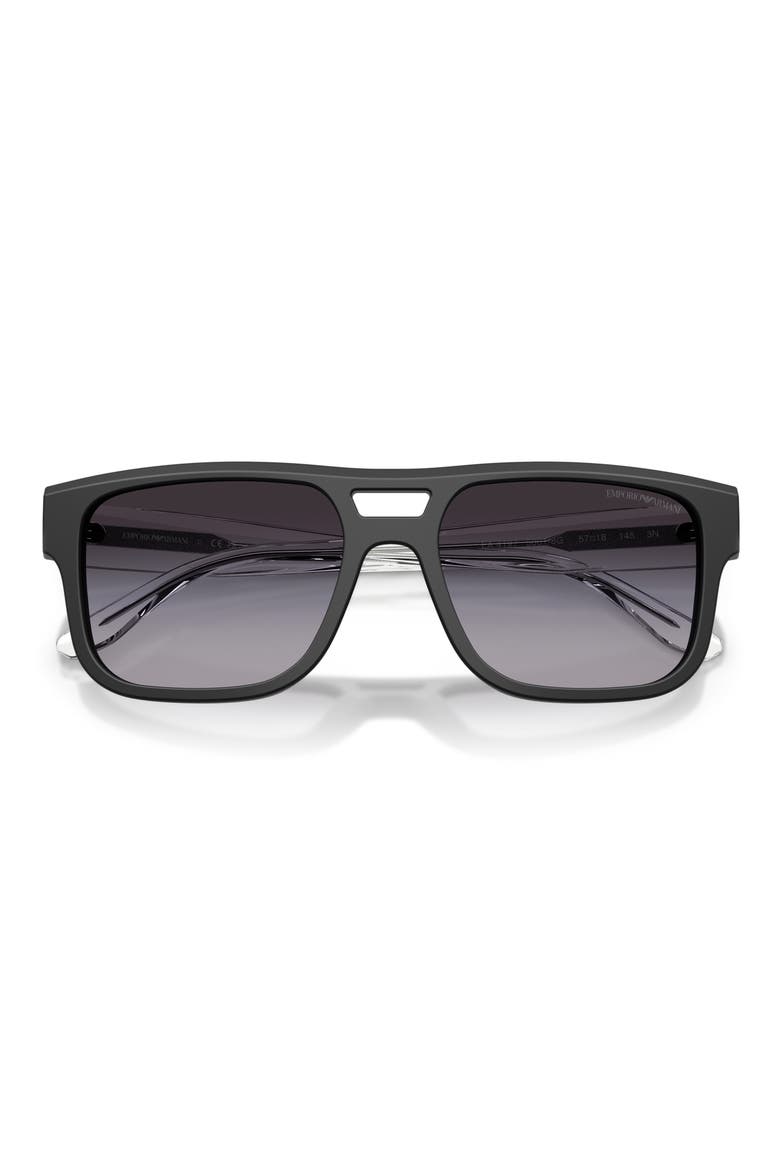 57mm Gradient Pillow Sunglasses, Alternate, color, MATTE BLACK / GREY GRADIENT