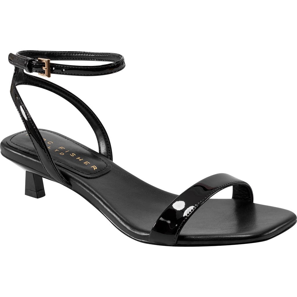 Marc Fisher Alona Ankle Strap Kitten Heel Sandal In Black
