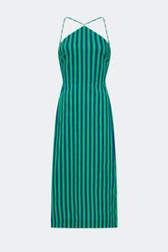 SIMONMILLER SIMON MILLER Kit Poplin Halter Midi Dress Navy/Grass Green