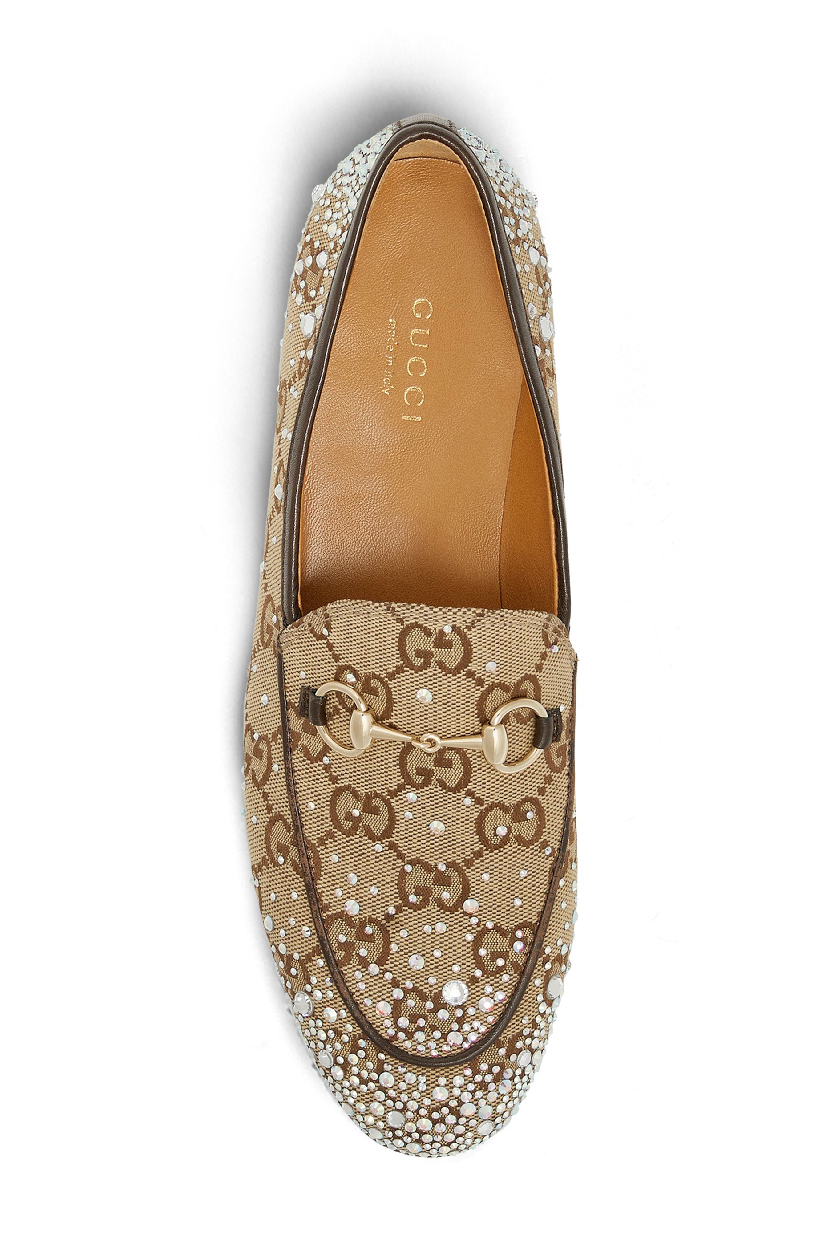Gucci New Jordaan Crystal Embellished Horsebit Loafer, Alternate, color, 