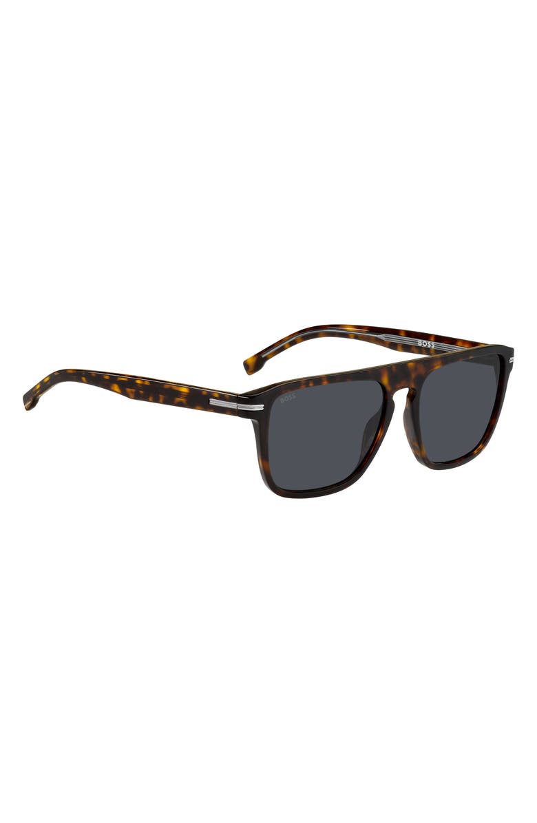 BOSS 56mm Flat Top Sunglasses, Alternate, color, Havana