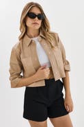 LAMARQUE Carolina | Leather Ruffle Sleeve Jacket