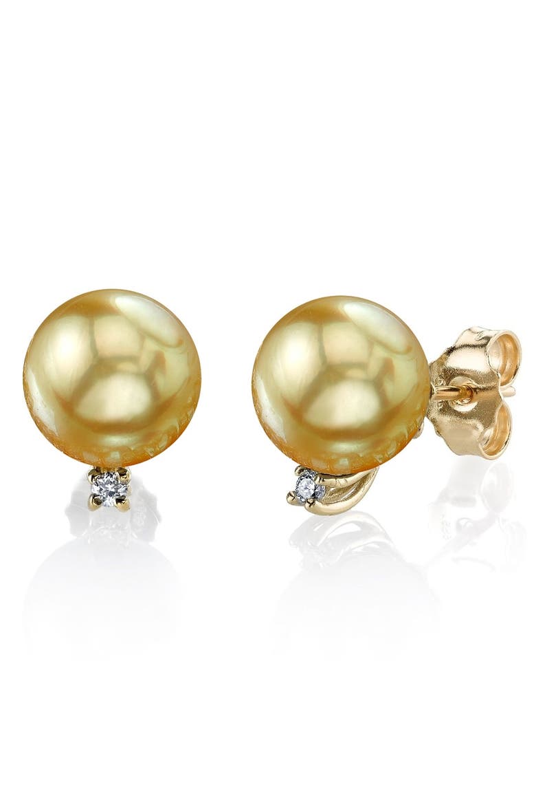 Golden South Sea Pearl & Diamond Sasha Earrings, Main, color, Yellow Gold