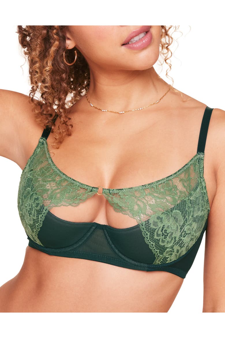 Abella Unlined Balconette Bra, Main, color, Dark green