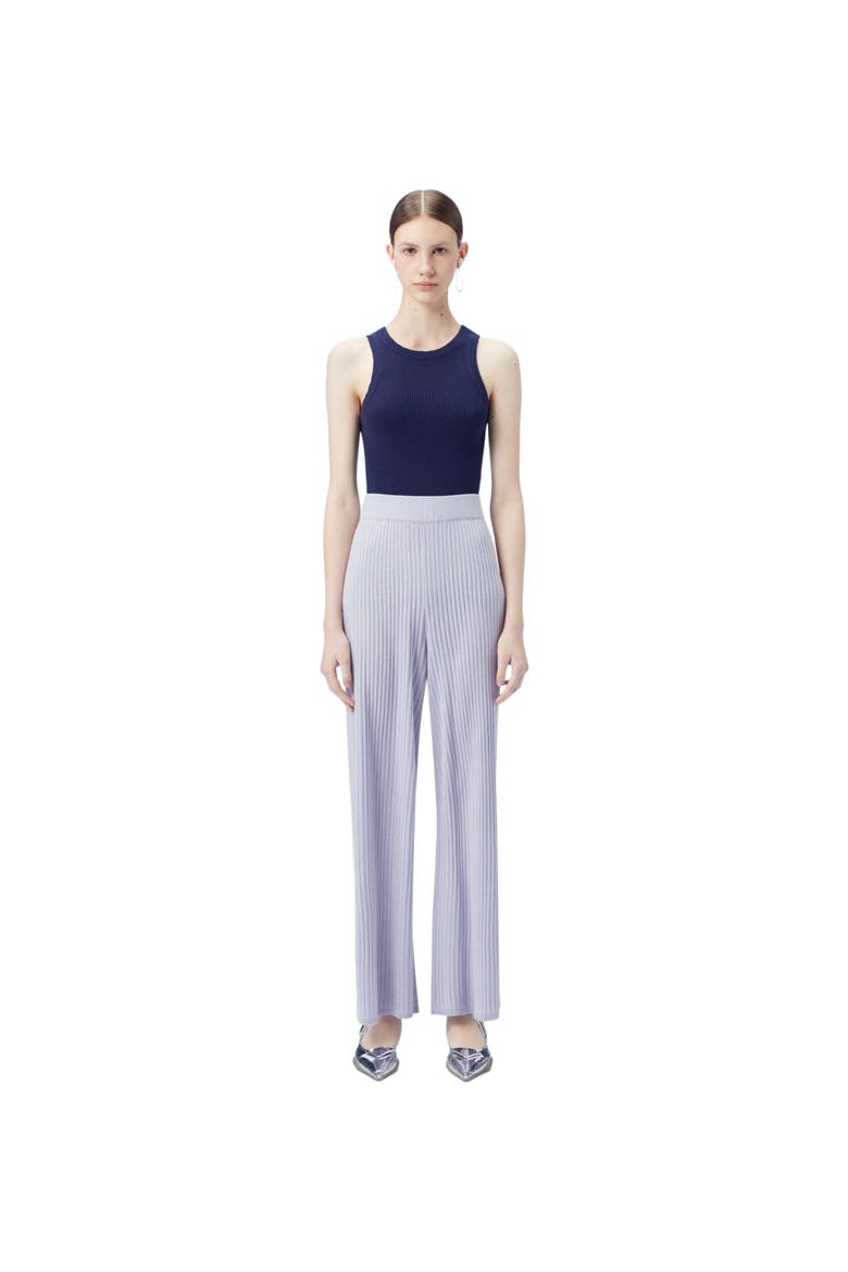 Rib-Knit Silk Cashmere Blend Pants, Main, color, purple heather