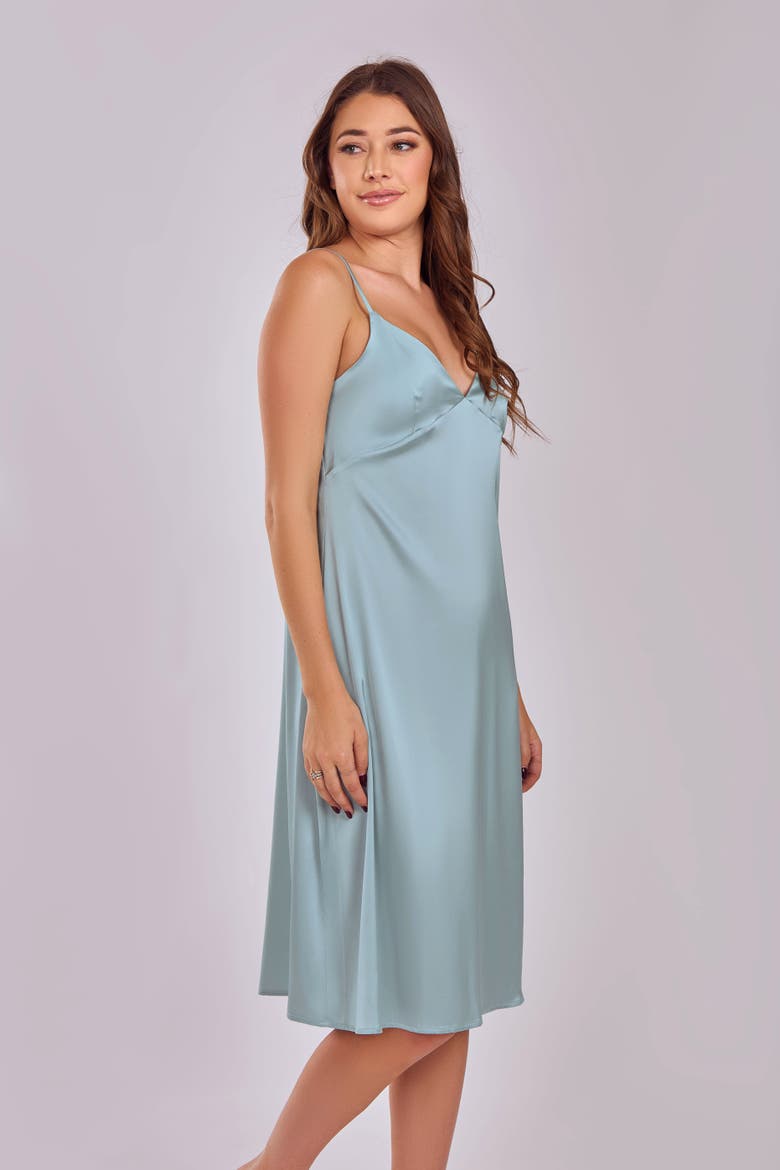 Satin Nightgown with Adjustable Straps, Alternate, color, Sage
