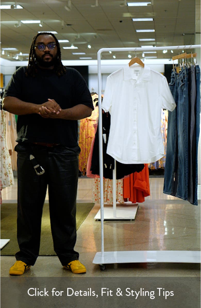 Riviera Slim Fit Point Collar Short Sleeve Stretch Cotton Button-Up Shirt, sales video thumbnail