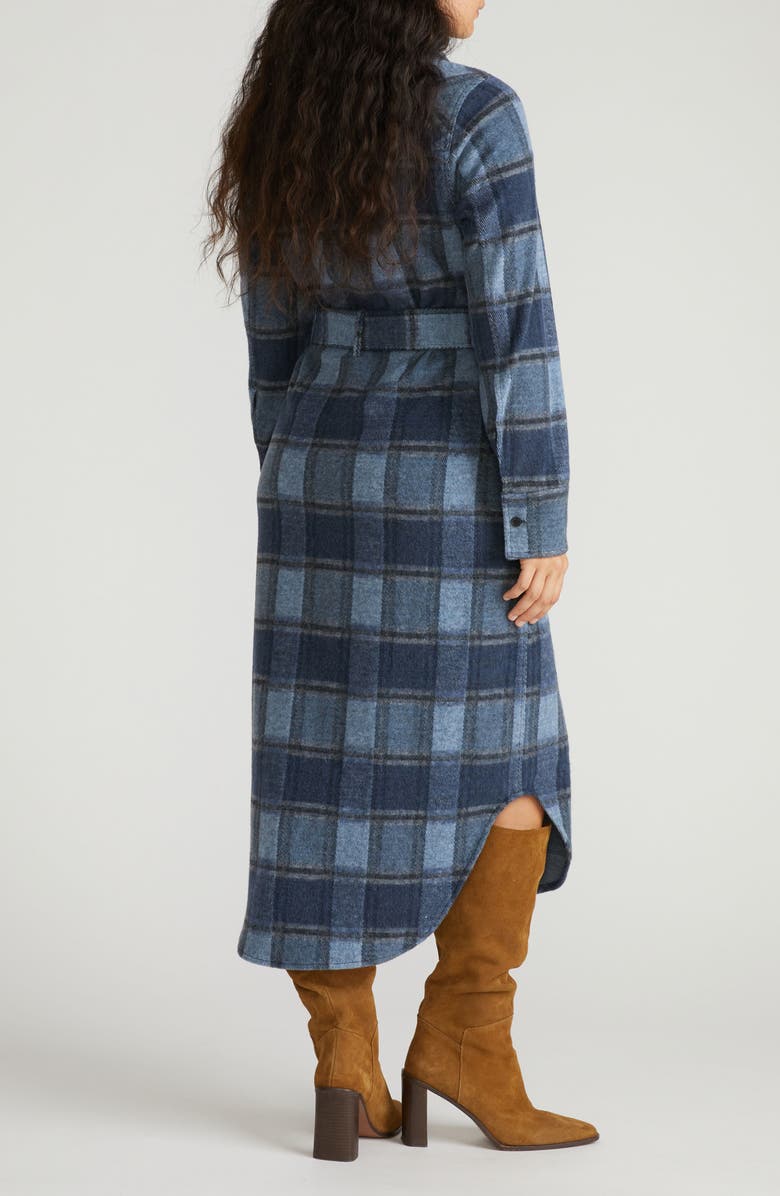 Universal Standard Morgan Long Sleeve Stretch Flannel Midi Shirtdress, Alternate, color, Heather Fog Plaid Blue