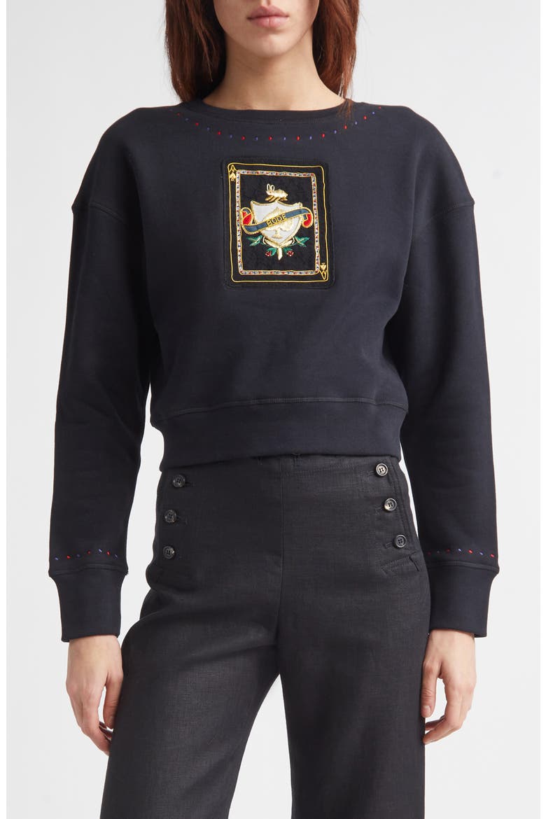 Bullion Card Cotton Graphic Sweatshirt, Main, color, BLACK
