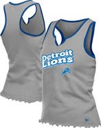 New Era Women's New Era  Silver Detroit Lions Lettuce Hem Notch Neck Tri-Blend Tank Top