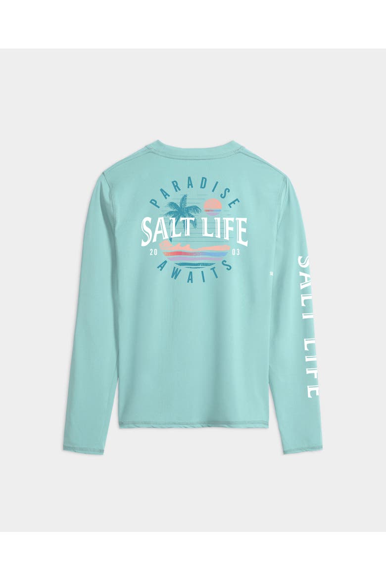 Paradise Awaits Performance Long Sleeve Tee, Alternate, color, Lt Aruba Heather