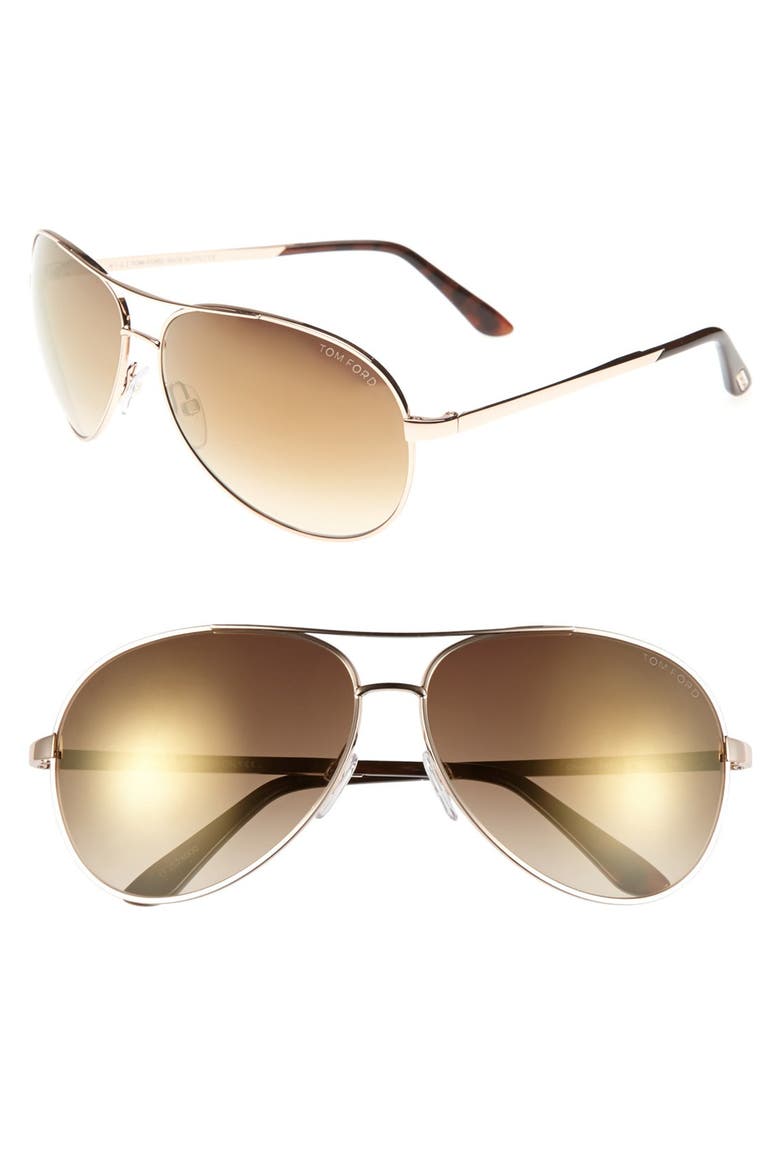 'Charles' 62mm Sunglasses, Main, color, SHINY ROSE GOLD/ HAVANA