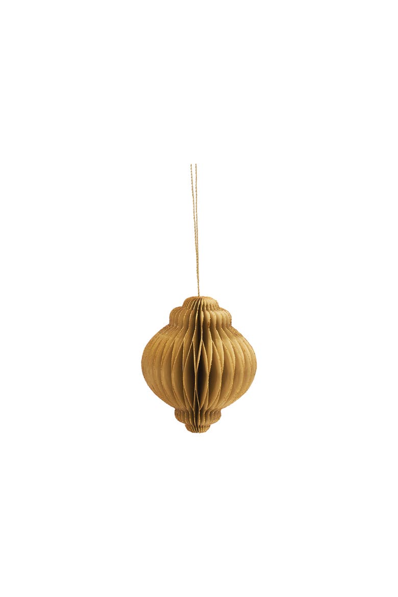 Honeycomb Paper Ochre Christmas Tree Ornament, Main, color, Gold