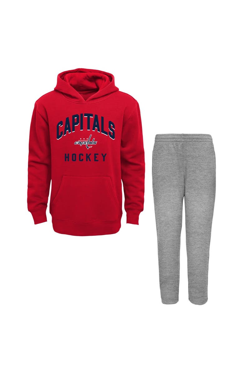 Outerstuff Toddler Red/Heather Gray Washington Capitals Play by Play Pullover Hoodie & Pants Set, Main, color, Red
