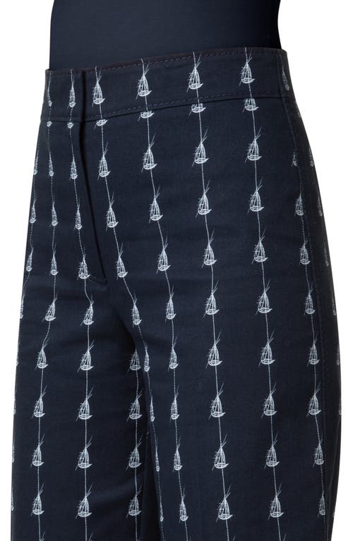 Akris Punto Chieko Sailboat Pinstripe Crop Pants In Navy-cream