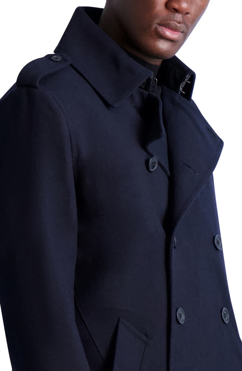 KARL LAGERFELD PARIS Trench Coat, Alternate, color, Navy
