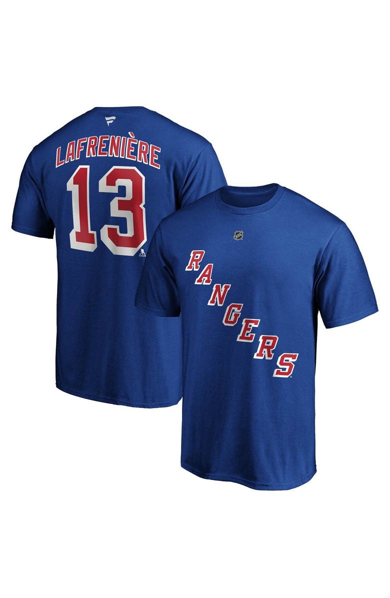FANATICS Men's Fanatics Branded Alexis Lafreniere Blue New York Rangers Big & Tall Name & Number T-Shirt, Main, color, Blue
