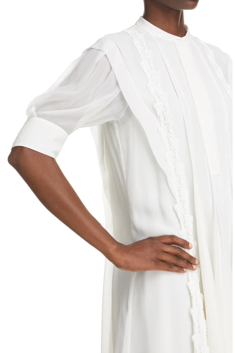 Puff Sleeve Silk Georgette Dress, Alternate, color, ICONIC MILK 107