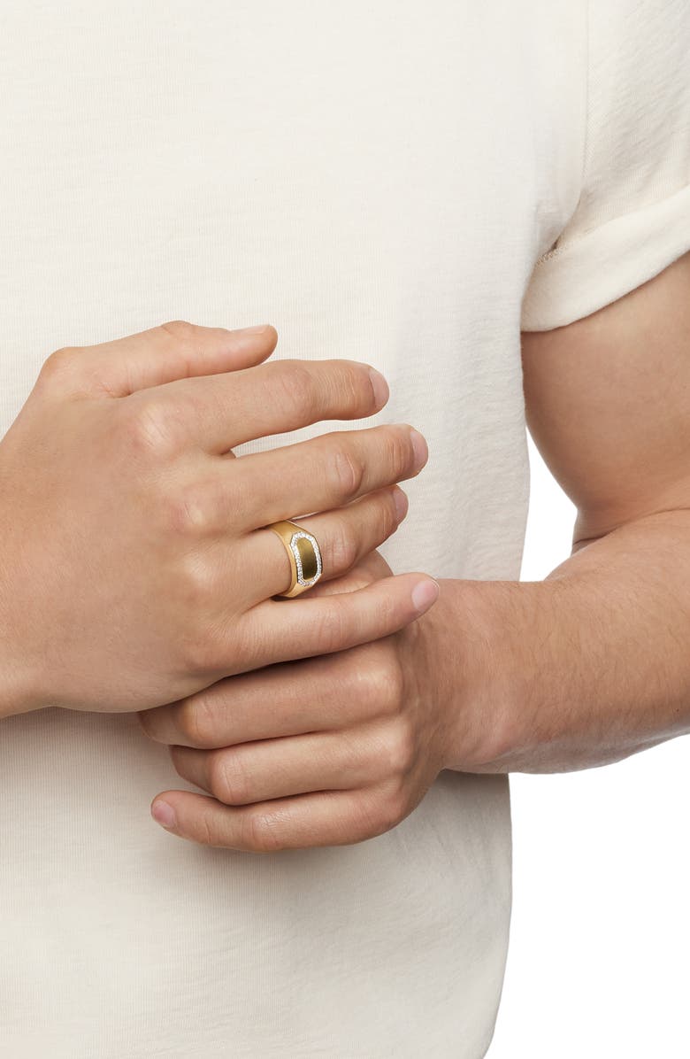 David Yurman Men's Streamline<sup>®</sup> Pavé Diamond Cigar Ring in 18K Gold, Alternate, color, 18K Yellow Gold/ Diamond