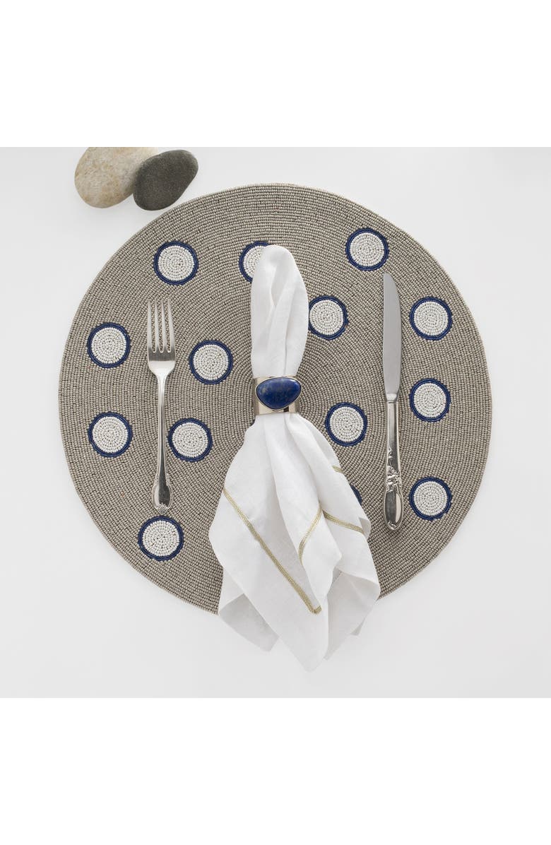 Joanna Buchanan Gold trim linen dinner napkin, set of two, Alternate, color, White