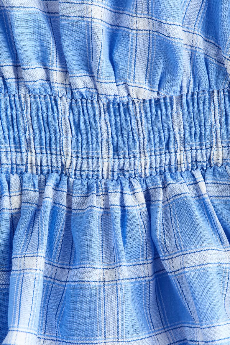 Flutter-sleeved Peplum Blouse, Alternate, color, Blue/checked