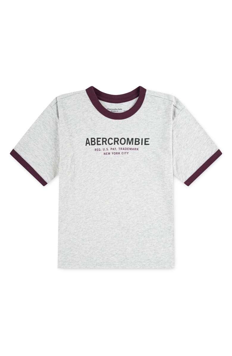 abercrombie kids Kids' Ringer Logo Graphic T-Shirt, Main, color, Anf Light Grey Heather