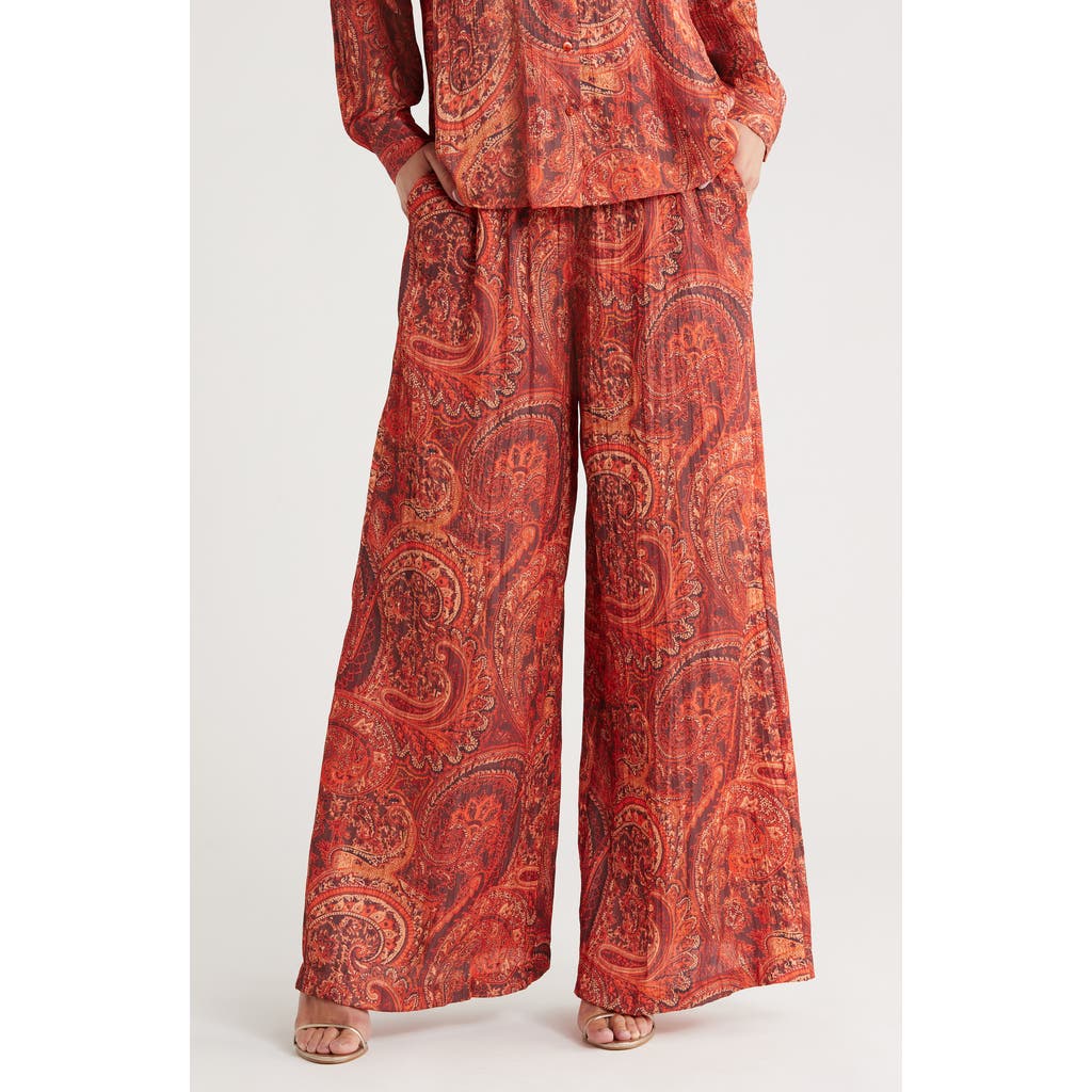 L Agence L'agence Lillian Paisley Wide Leg Pants In Multi