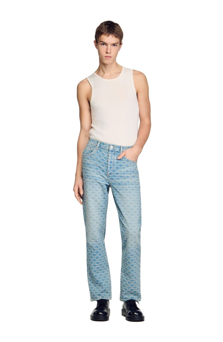SANDRO Regular-fit Square Cross jeans, Alternate, color, Sky Blue