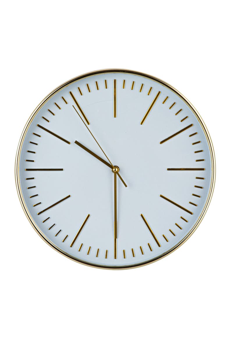 Minimalist Aura Wall Clock, White and Gold, Alternate, color, White