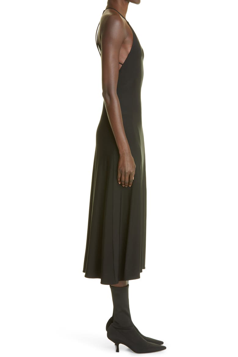 Rina Strappy Back Crepe Jersey Midi Dress, Alternate, color, BLACK