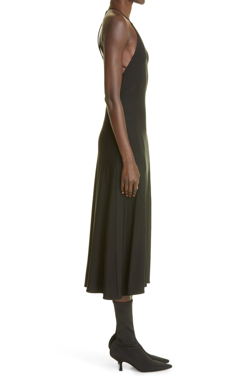 Khaite Rina Strappy Back Crepe Jersey Midi Dress, Alternate, color, 