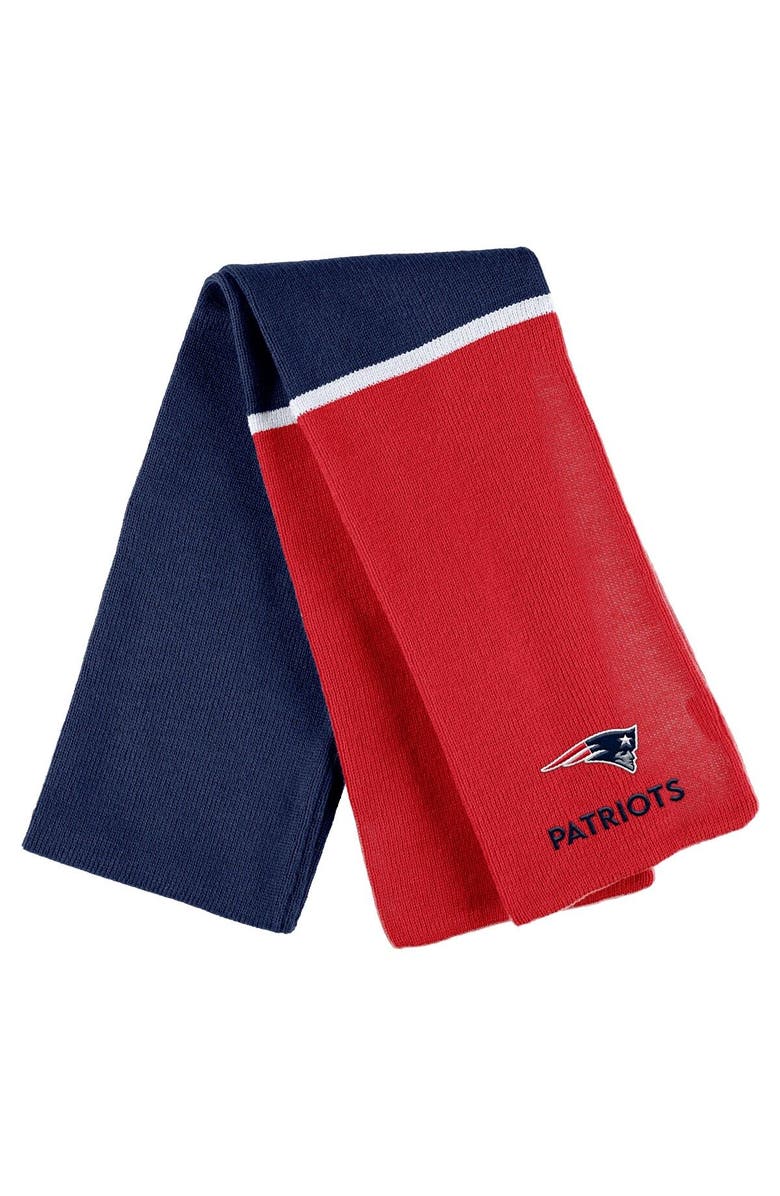 WEAR by Erin Andrews Women's WEAR by Erin Andrews Red New England Patriots Colorblock Cuffed Knit Hat with Pom and Scarf Set, Alternate, color, Red