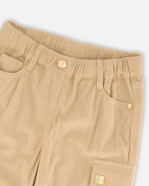 Deux Par Deux Parachute Corduroy Pants With Cargo Pockets In Neutral