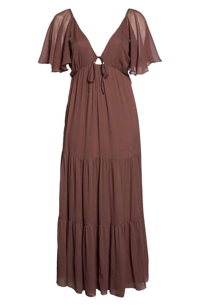 ASOS DESIGN Curve Cutout Chiffon Maxi Dress, Alternate, color,