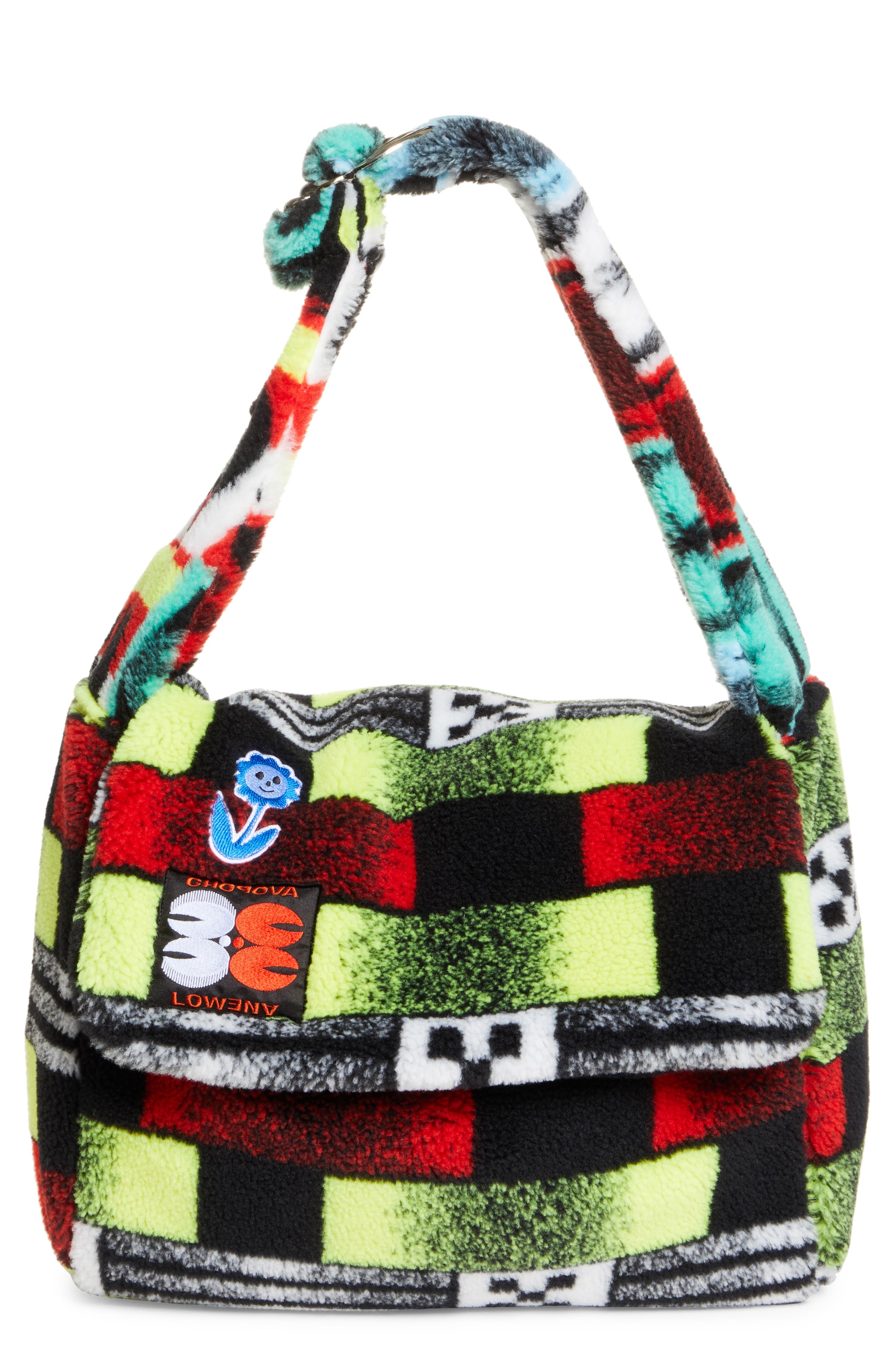 Chopova Lowena Patchwork Fleece Shoulder Bag, Main, color, 