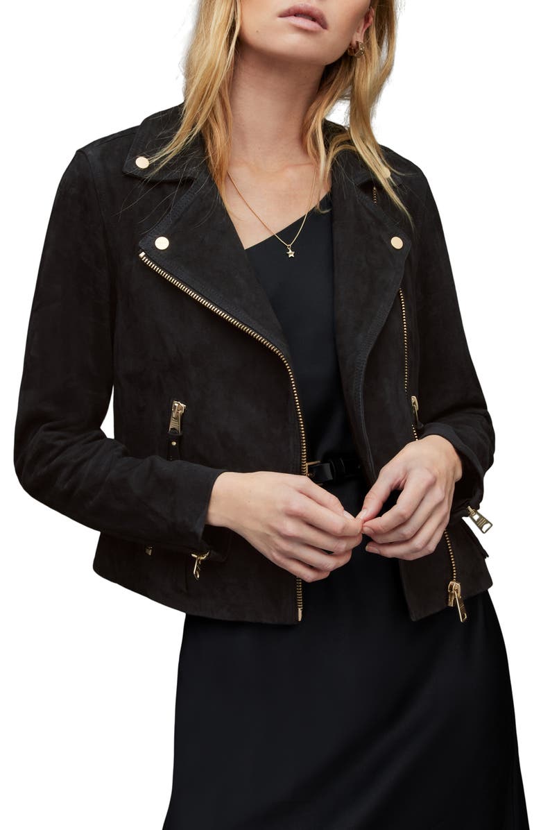 AllSaints Dalby Suede Biker Jacket, Alternate, color, 