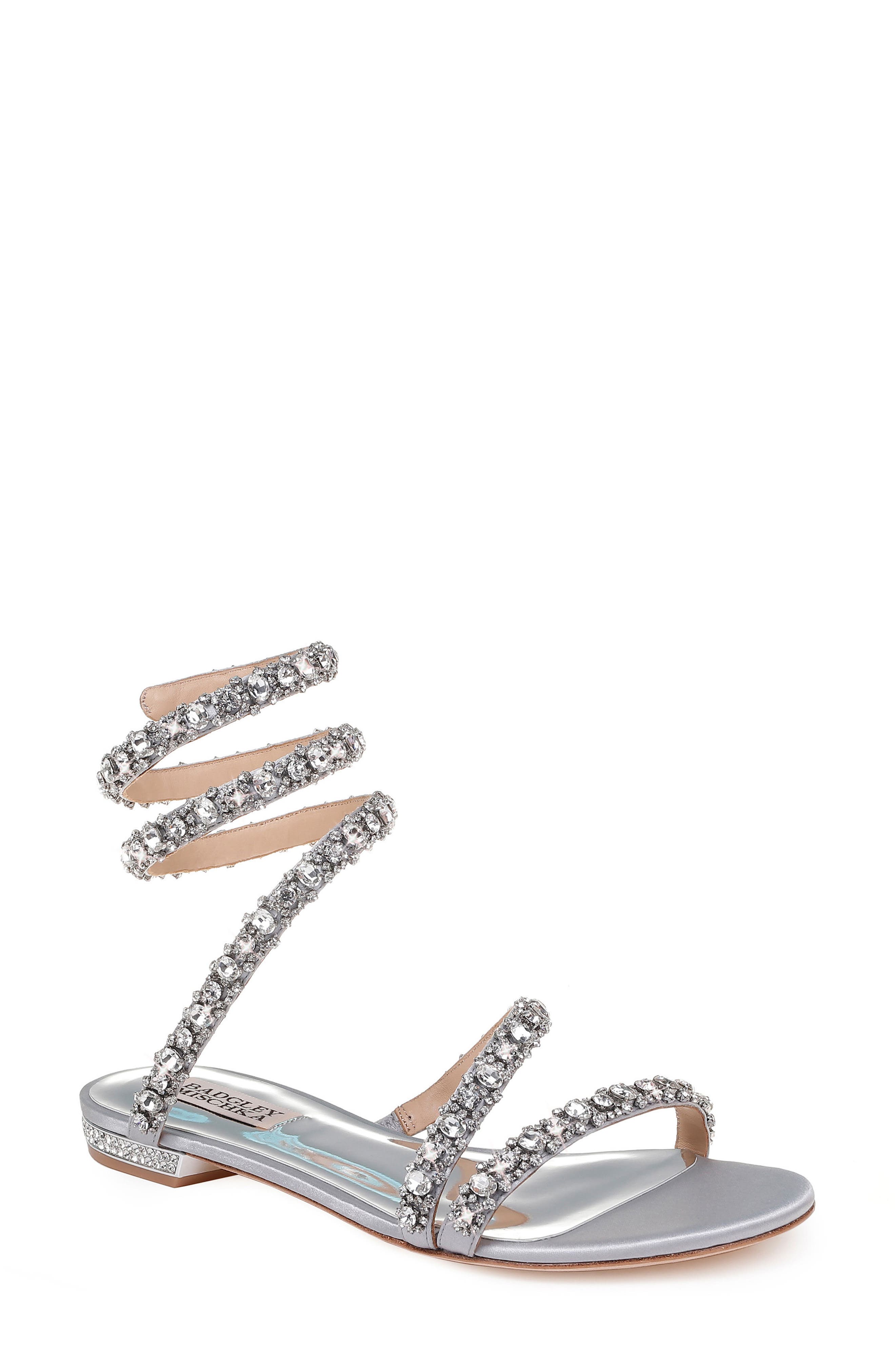 Badgley Mischka Collection Badgley Mischka Paz Crystal Ankle Wrap Sandal, Main, color, 